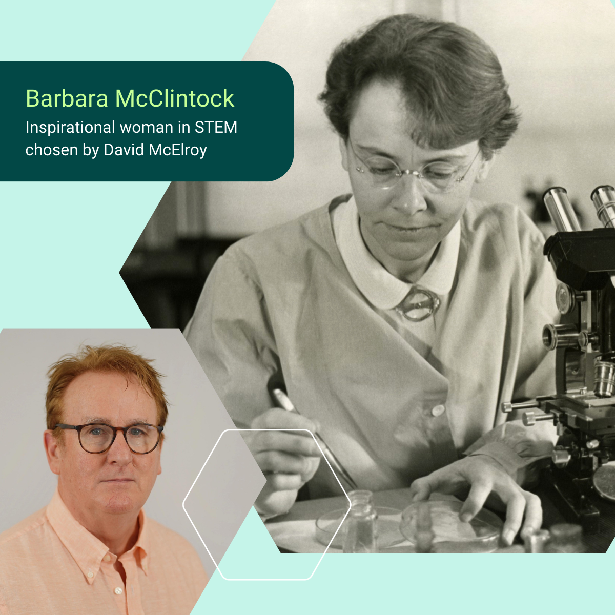 Photo showing Barbara McClintock and David McElroy